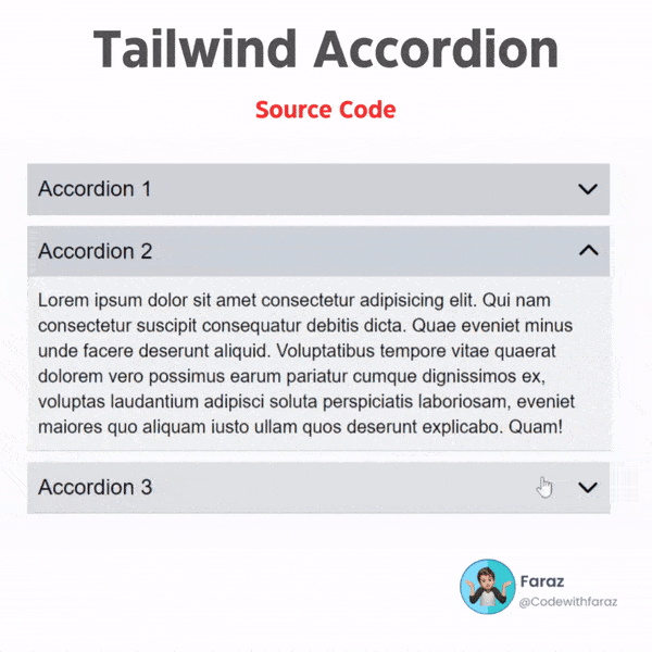 creating tailwind css accordion (faq)  source code included.gif